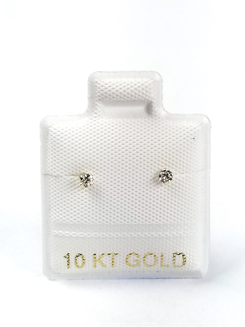 10K Solid Gold CZ Stud Earrings Tiny Round Solitaire Screw Back Womens Kids 2mm